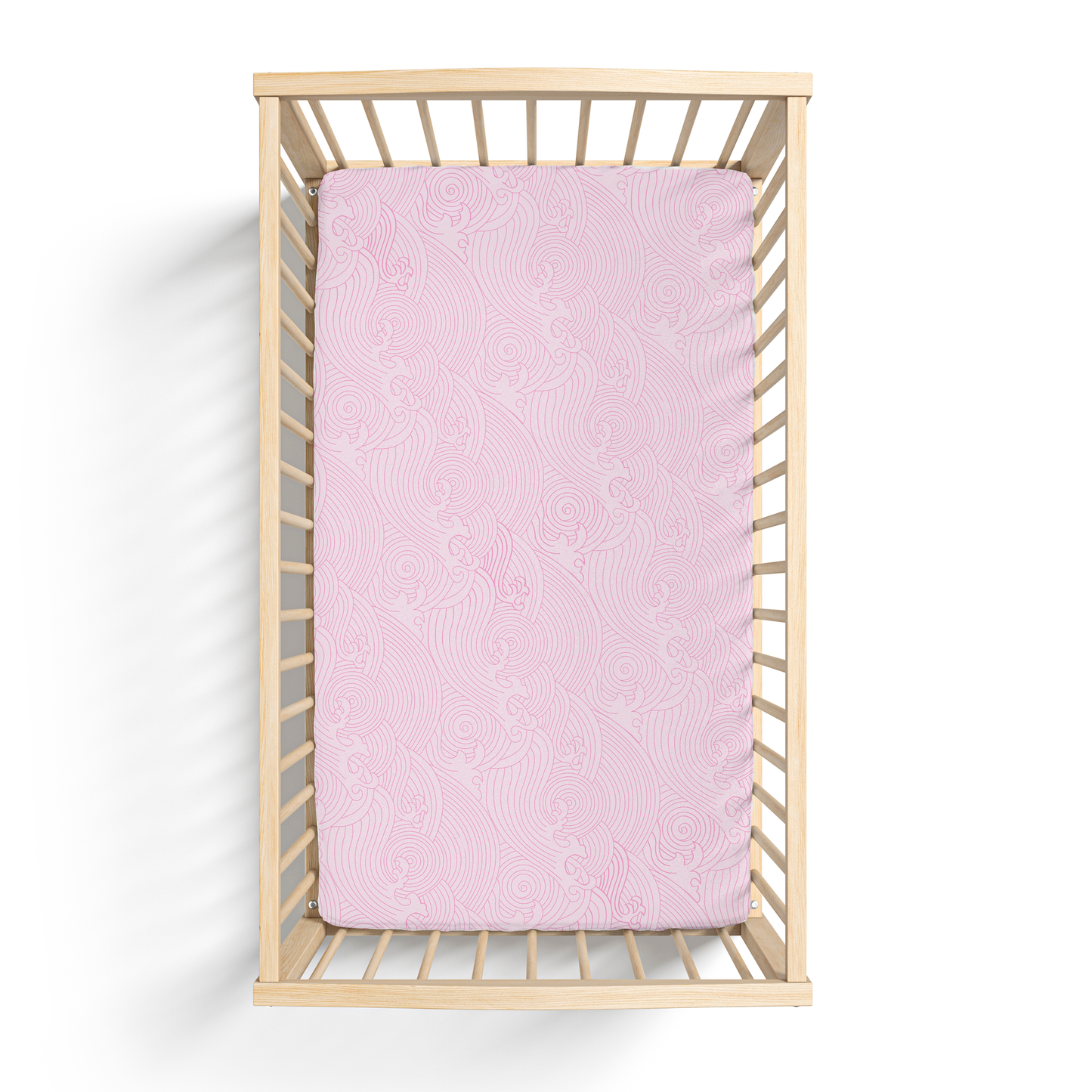 Pink Crashing Sea Waves Crib Sheet