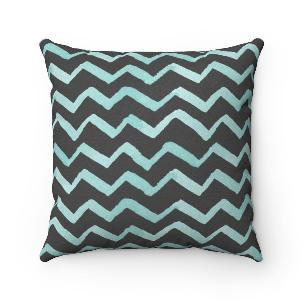 Faux Suede Throw Pillow - Midnight Sea Chevrons - Lindsay Ann Artistry