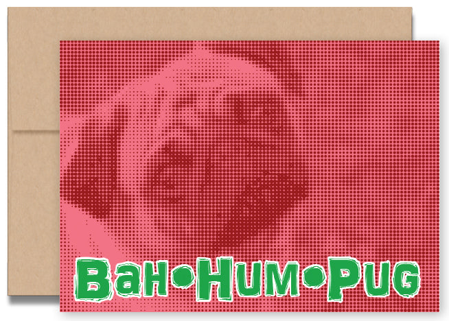 Bah Hum Pug Christmas Greeting Card - Lindsay Ann Artistry