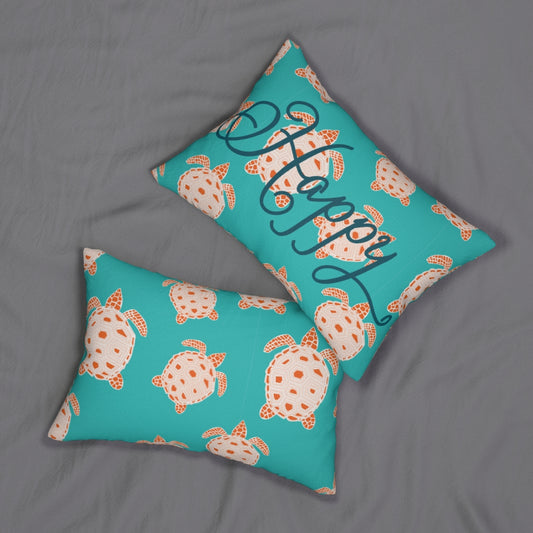 Happy Sea Turtles Spun Polyester Lumbar Pillow - Lindsay Ann Artistry